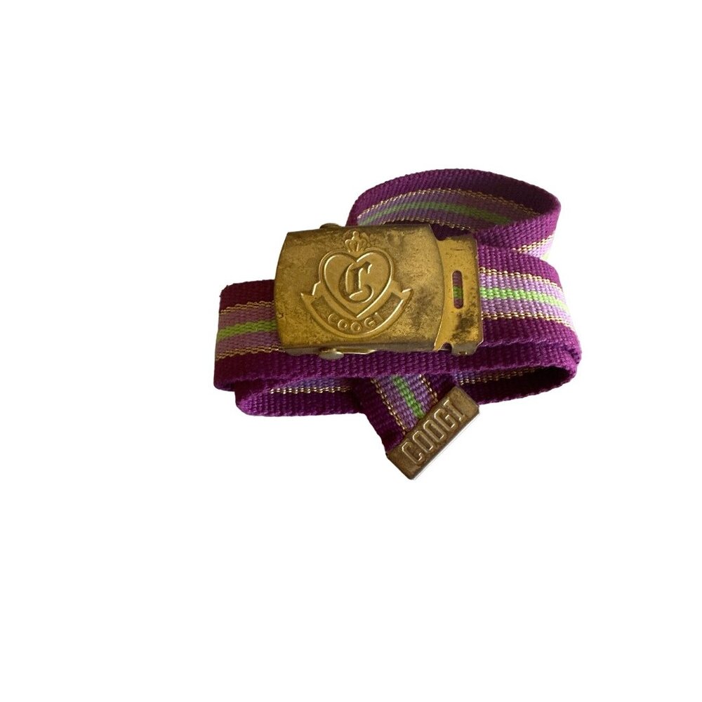 Coogi Vintage 1980s Child Adjustable Belt Purple Gold Metallic‎